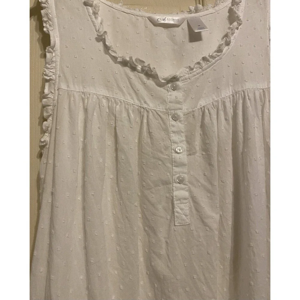 Adonna Sleepwear Nightgown Cotton Swiss Dot Sz M Cottagecore Prairie Romantic - Picture 6 of 15